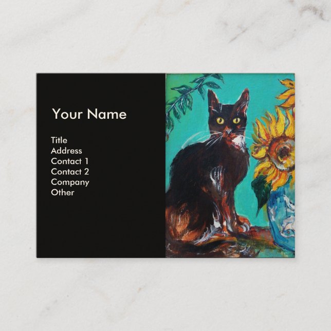 SUNFLOWERS WITH CAT BUSINESS CARD (Front)