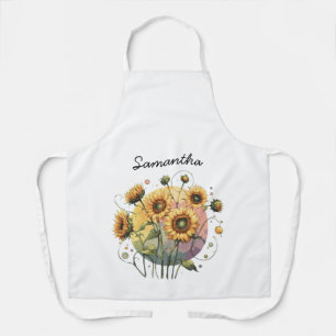 Sunflowers with Customisable Name Apron