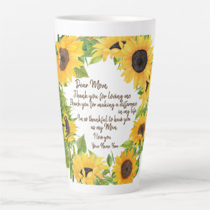 Sunflowers with Dear Mum Letter Latte Mug
