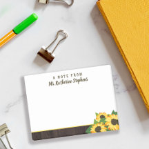 Sunflowers & Wood A Note From Name In Script