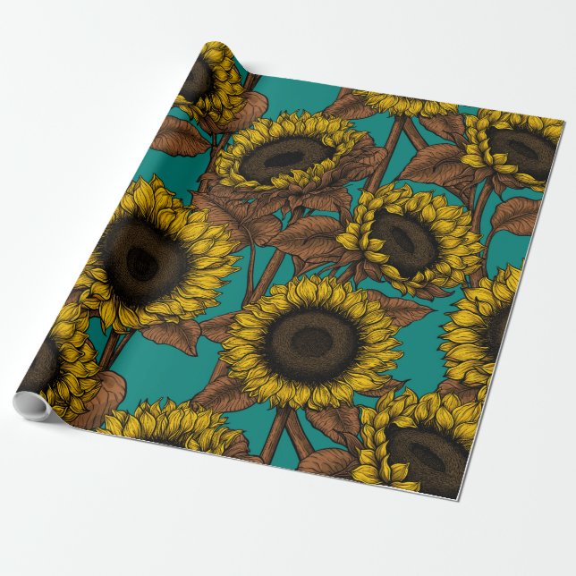Sunflowers Wrapping Paper (Unrolled)