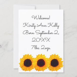 Sunflowers Yellow Birth Announcement 4Kate