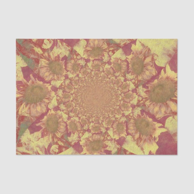 Sunflowers Yellow Decoupage Watercolor Floral Art Tissue Paper (Front)