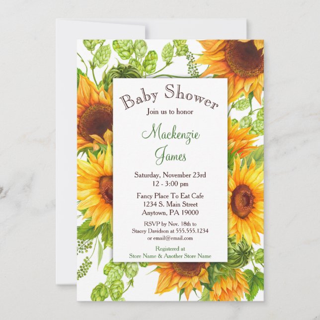 Sunflowers Yellow Floral Baby Shower Invitation (Front)