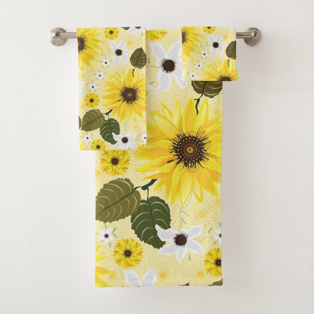 Sunflowers Yellow Floral Bath Towel Set (Insitu)