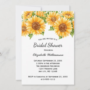 Sunflowers Yellow Floral Rustic Bridal Shower Invitation