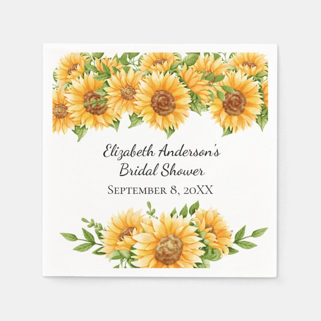 Sunflowers Yellow Floral Rustic Bridal Shower Napkin (Front)