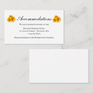 Sunflowers Yellow Floral Wedding Accommodations Enclosure Card