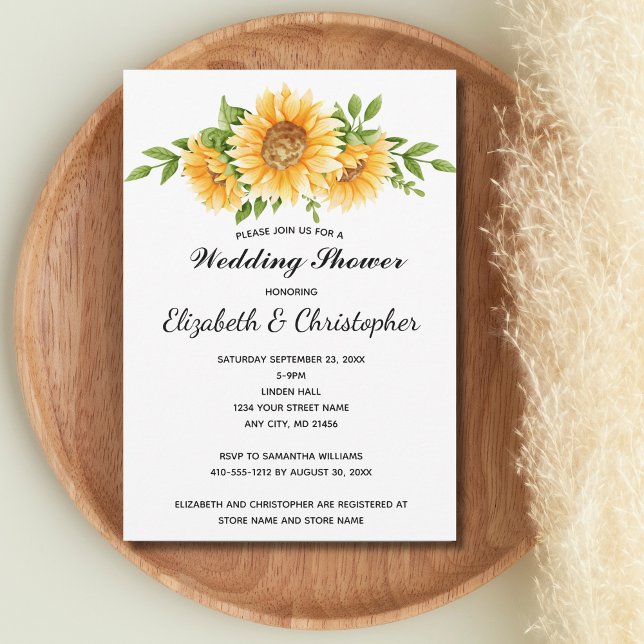 Sunflowers Yellow Floral Wedding Shower Invitation (Sunflowers Yellow Floral Wedding Shower Bridal Shower Couples Shower Invitation. Digital or 
Printed)