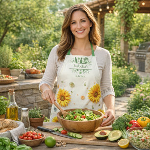 Sunflowers yellow kitchen utensils apron