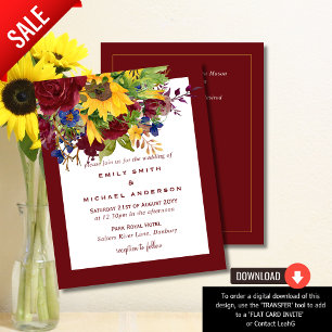 Sunflowers Yellow Maroon Burgundy Floral Wedding