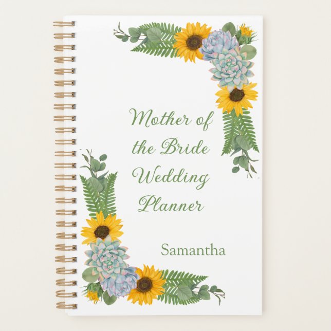 Sunflowers Yellow Mother of Bride Wedding  Planner (Front)