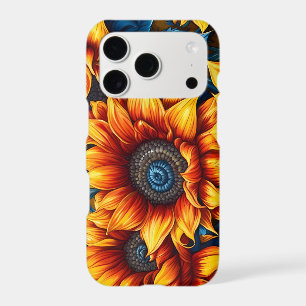 Sunflowers yellow red and Blue