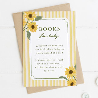 Sunflowers & Yellow Stripes Books for Baby Enclosure Card