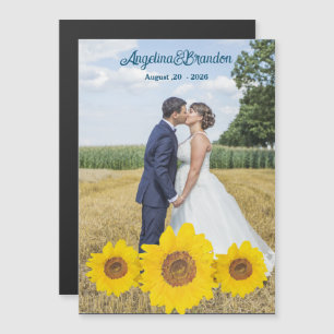 sunflowers -your wedding photo magnetic card