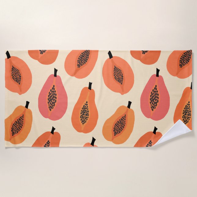 Sunfruit Slice Papaya Orange Hues Beach Towel (Front)