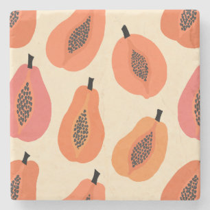 Sunfruit Slice Papaya Orange Hues Stone Coaster