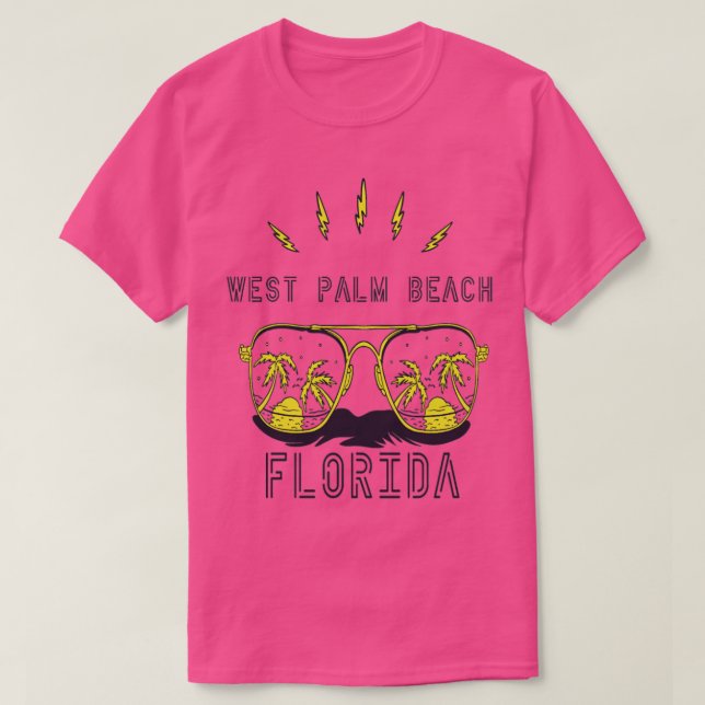 Sunglass Florida West Palm Beach Palm trees Beach  T-Shirt (Design Front)