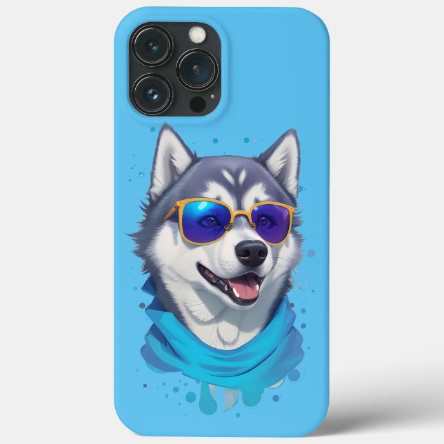 Sunglass-Wearing Husky Dog in Playful Splash Case-Mate iPhone Case (Back)