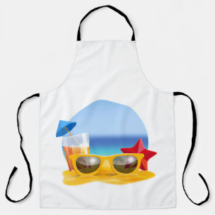 Sunglasses and Beach Scene for Summer Apron