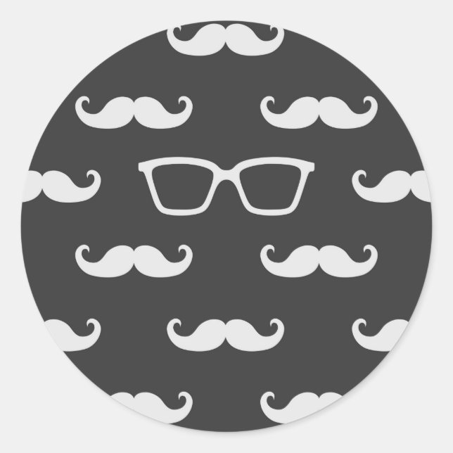 Sunglasses and Moustache Classic Round Sticker (Front)