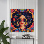 Sunglasses and Sass Poster<br><div class="desc">Embrace your unique style and celebrate diversity with this amazing design. It's made for strong, independent women who love expressing themselves. The design shows a confident woman in bold colours and cool patterns, rocking stylish sunglasses and statement earrings. Vibrant flowers and abstract art represent creativity and togetherness. Bring boldness and...</div>