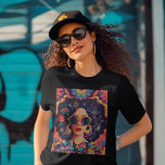 Sunglasses and Sass T-Shirt<br><div class="desc">Embrace your unique style and celebrate diversity with this amazing design. It's made for strong, independent women who love expressing themselves. The design shows a confident woman in bold colours and cool patterns, rocking stylish sunglasses and statement earrings. Vibrant flowers and abstract art represent creativity and togetherness. Bring boldness and...</div>