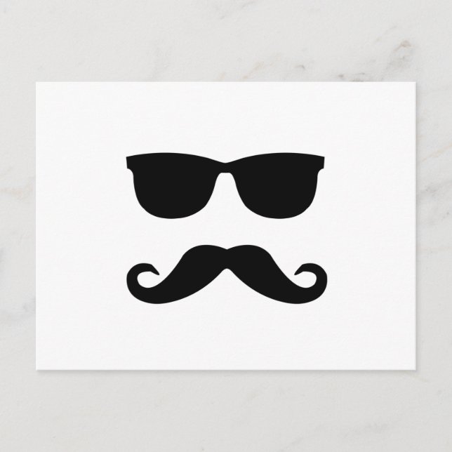 sunglasses and 'stache postcard (Front)