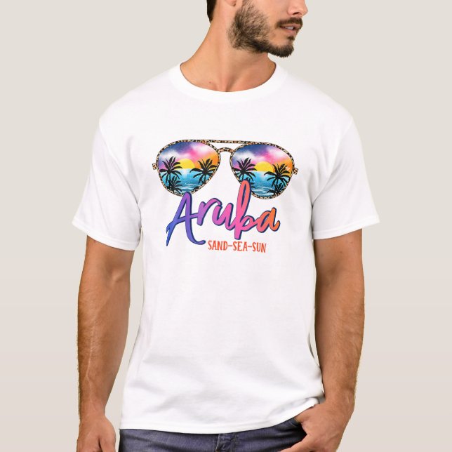 Sunglasses Aruba Matching Vacation Family Group T-Shirt (Front)