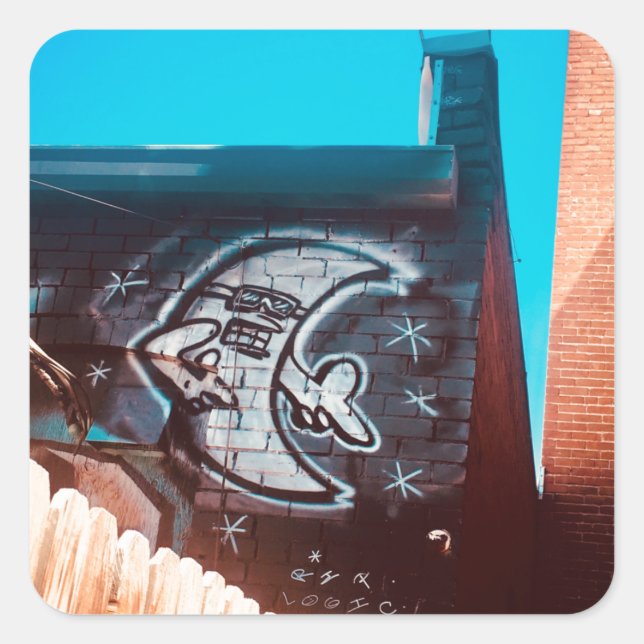 sunglasses at night moon square sticker (Front)