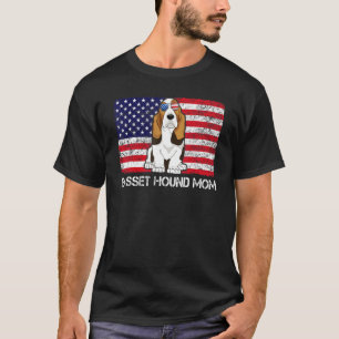 Sunglasses Basset Hound Mum Flag American Usa Dog T-Shirt