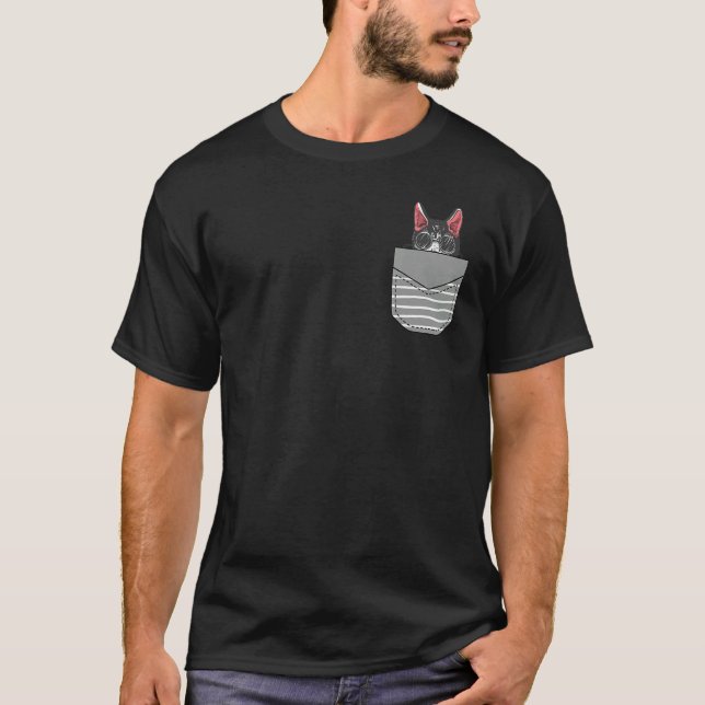 Sunglasses Cat In Pocket T-Shirt (Front)