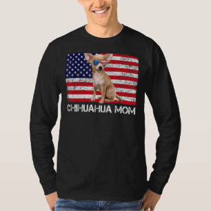 Sunglasses Chihuahua Mum Flag American Usa Dog T-Shirt