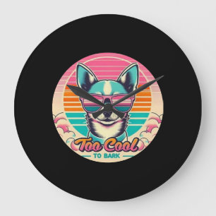 Sunglasses Chihuahua Vintage Sunset Large Clock