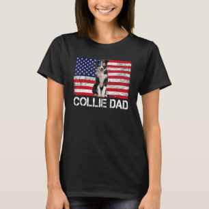 Sunglasses Collie Dad Flag American Usa Dog T-Shirt
