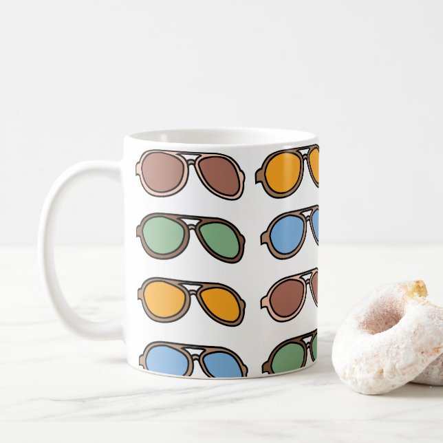 Sunglasses Colourful Summer Sunglasses Coffee Mug (With Donut)
