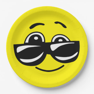 Sunglasses Cool Face Funny Emoticon Party Paper Plate