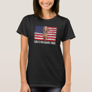 Sunglasses Dachshund Dad Flag American Usa Dog T-Shirt