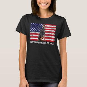 Sunglasses Doberman Pinscher Mum Flag American Usa T-Shirt