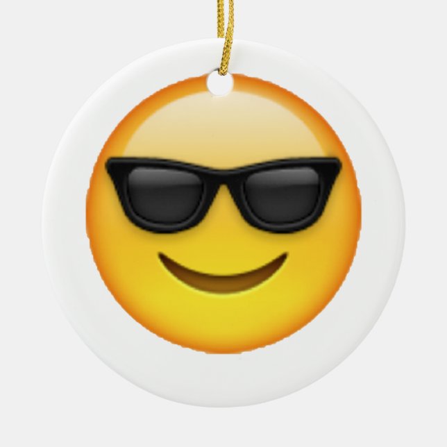 Sunglasses - Emoji Ceramic Tree Decoration (Front)