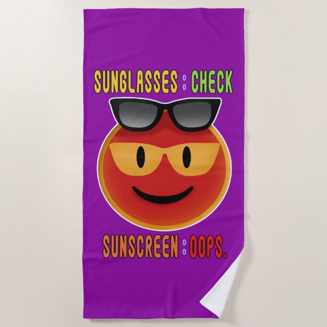 Sunglasses Emoji Mishap Beach Towel (Front)