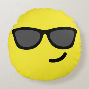 Sunglasses Emoji Round Cushion