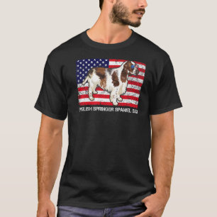 Sunglasses English Springer Spaniel Dad Flag Ameri T-Shirt