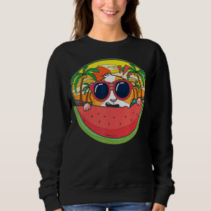 Sunglasses Guinea Pig Palm Trees Fruit Watermelon Sweatshirt