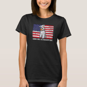 Sunglasses Miniature Schnauzer Dad Flag American U T-Shirt