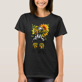 Sunglasses Mum Life Messy Hair Bun Sunflower Women T-Shirt