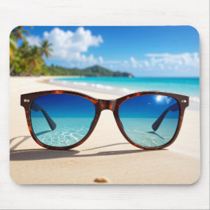 Sunglasses on beach mouse pad