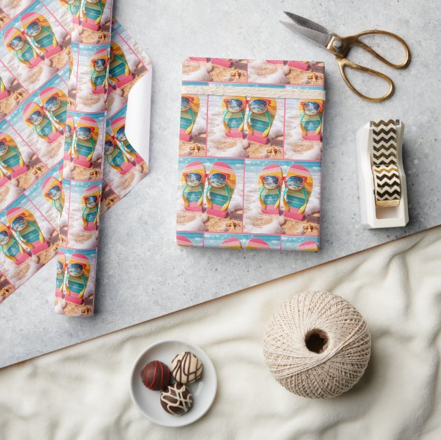 Sunglasses On Flip-flops In Beach Sand Wrapping Paper (Crafts)