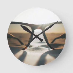 Sunglasses on Sand Round Clock
