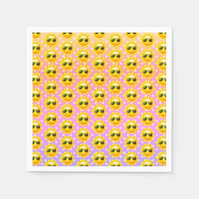 Sunglasses On Sun with Polka Dot Background Napkin (Front)